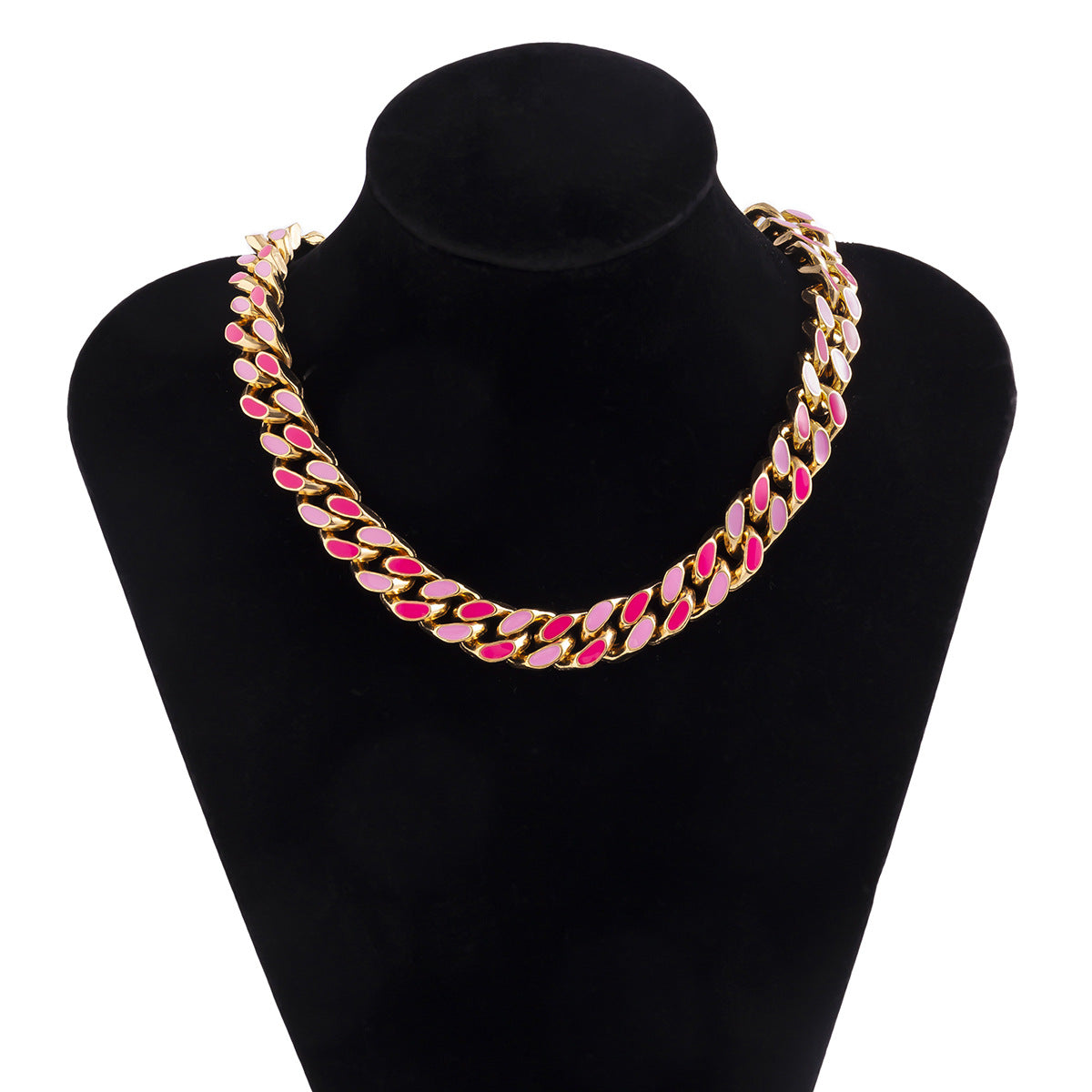 Wholesale Alloy Punk Pink Oil Drip Cuban Chain